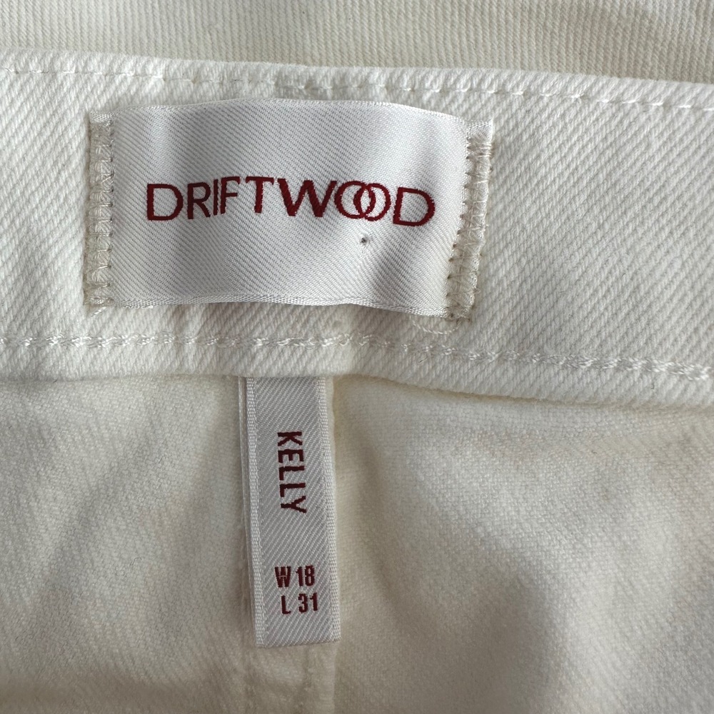 Driftwood Kelly Jeans Women 18 White Floral Embroidered High Rise Flare Boho - Picture 6 of 8